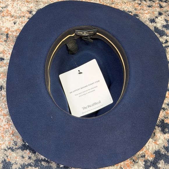 Rag & Bone Navy Blue Wool Wide Brim Fedora Hat main image 12